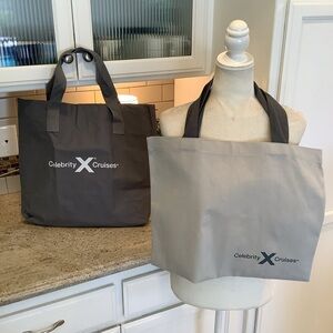 Two [2] Celebrity Cruises Gray Tote Bags